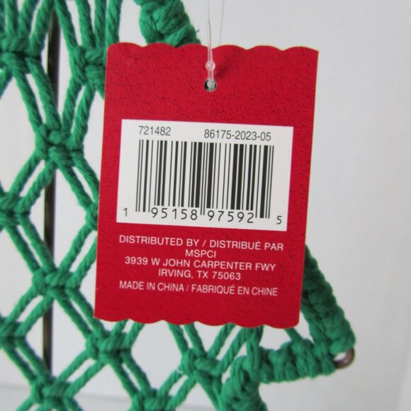 Ashland Macrame Green Christmas Tree With 20 Mini Glitter Glass Ornaments NWT - Picture 12 of 14